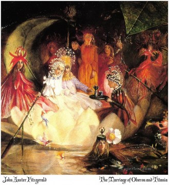 妖精 Painting - ジョン・アンスター・フィッツジェラルド 子供のためのオベロンとチタニアの結婚